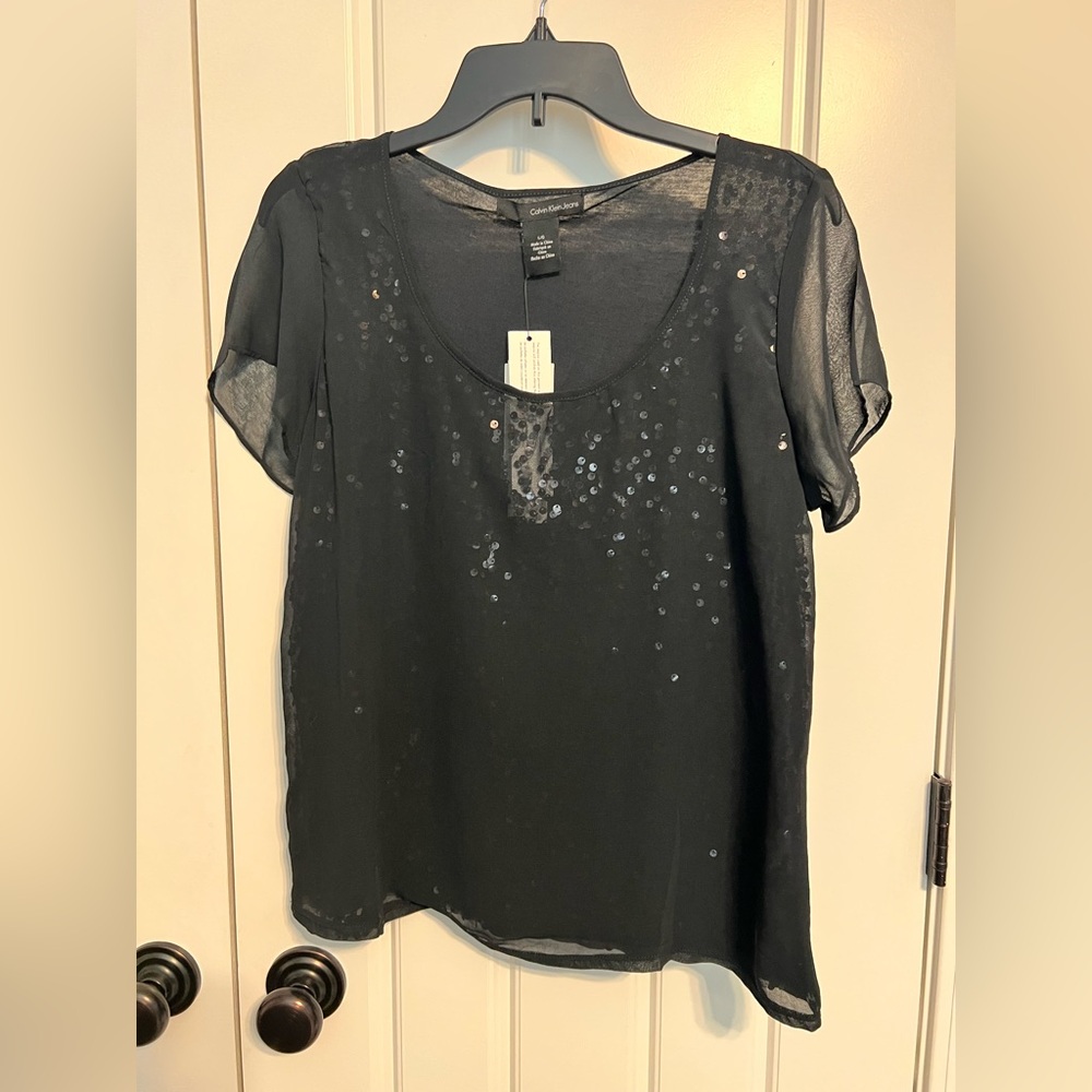 Calvin Klein Black Sequin Women's Top